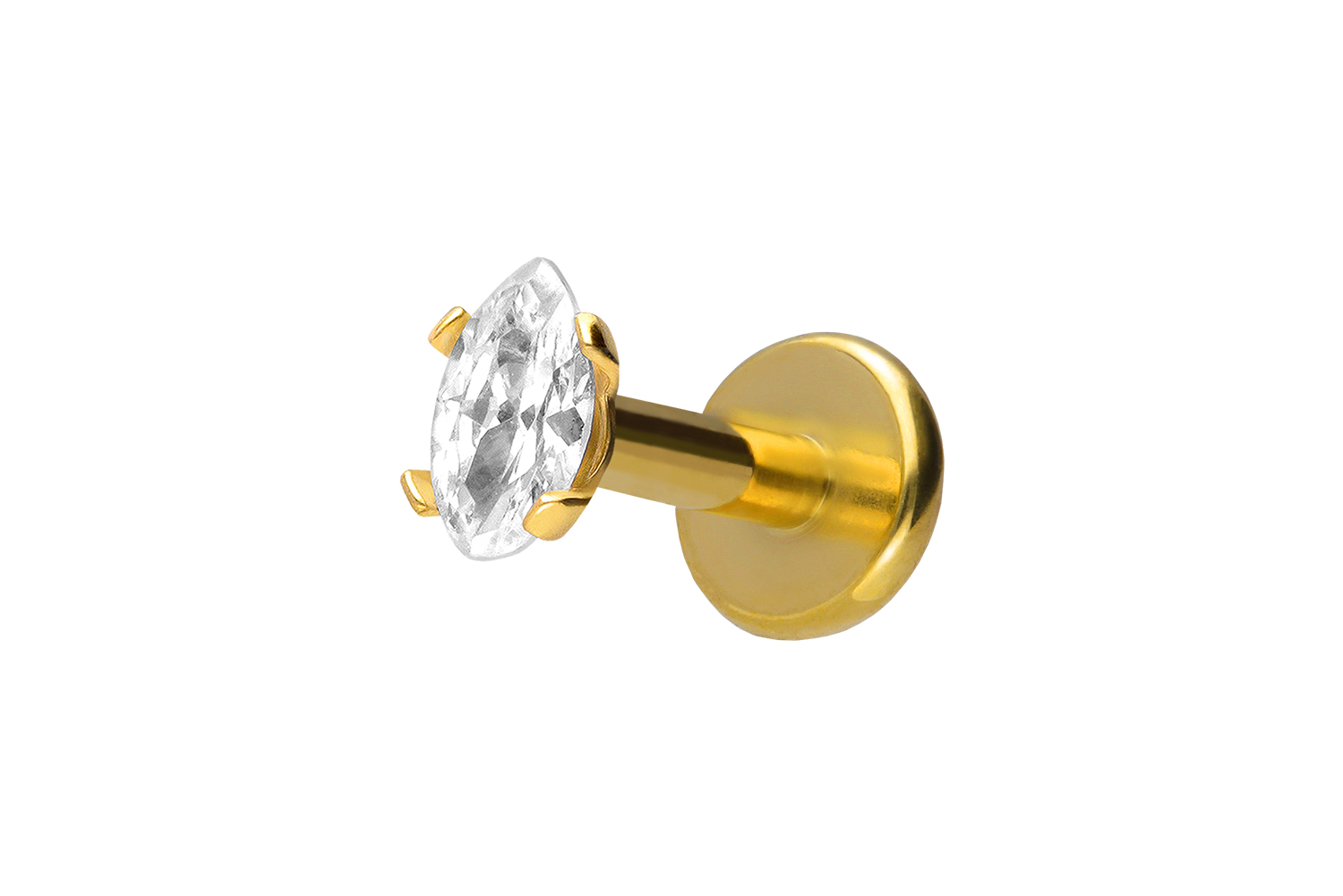 Titan Labret Piercing mit Innengewinde EINGEFASSTER KRISTALLTROPFEN